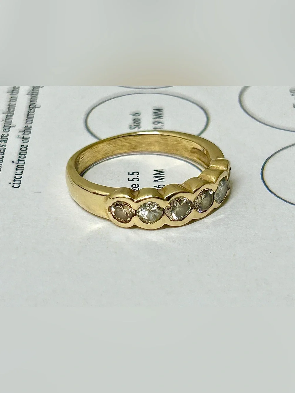 Vintage 14 Karat Gold 6 Bezel Set Diamond Ring